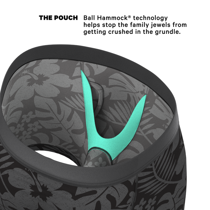 Shinesty The Midnight Flora Black Tonal Tropical Ball Hammock® Pouch Boxer Briefs with Fly