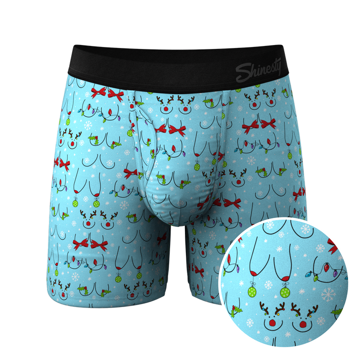 The Mistletits Underwear | Funny Christmas Bust Ball Hammock® Boxer Briefs with Fly