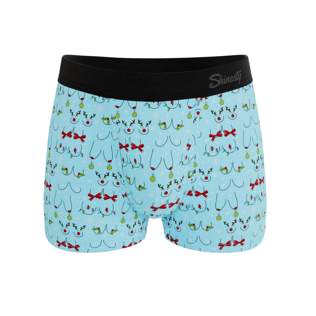 Shinesty The Mistletits Christmas bust Ball Hammock pouch trunks – men's naughty Christmas trunk underwear