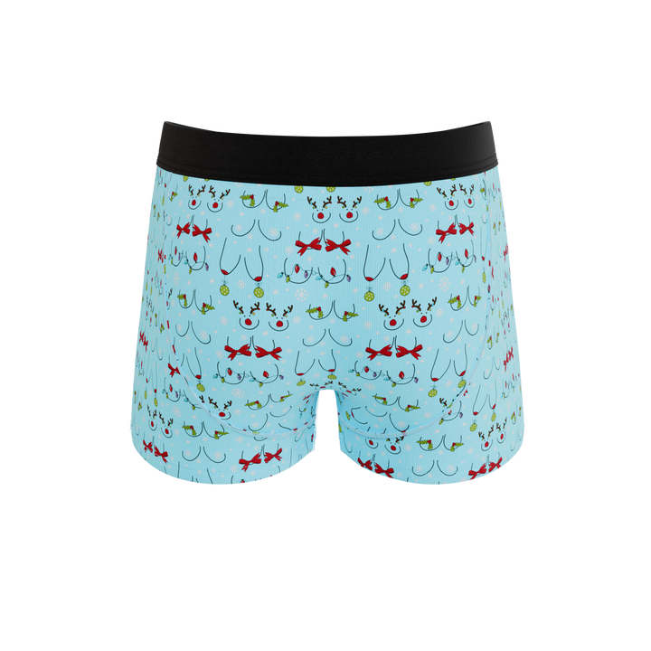 Shinesty The Mistletits Christmas bust Ball Hammock pouch trunks – men's naughty Christmas trunk underwear