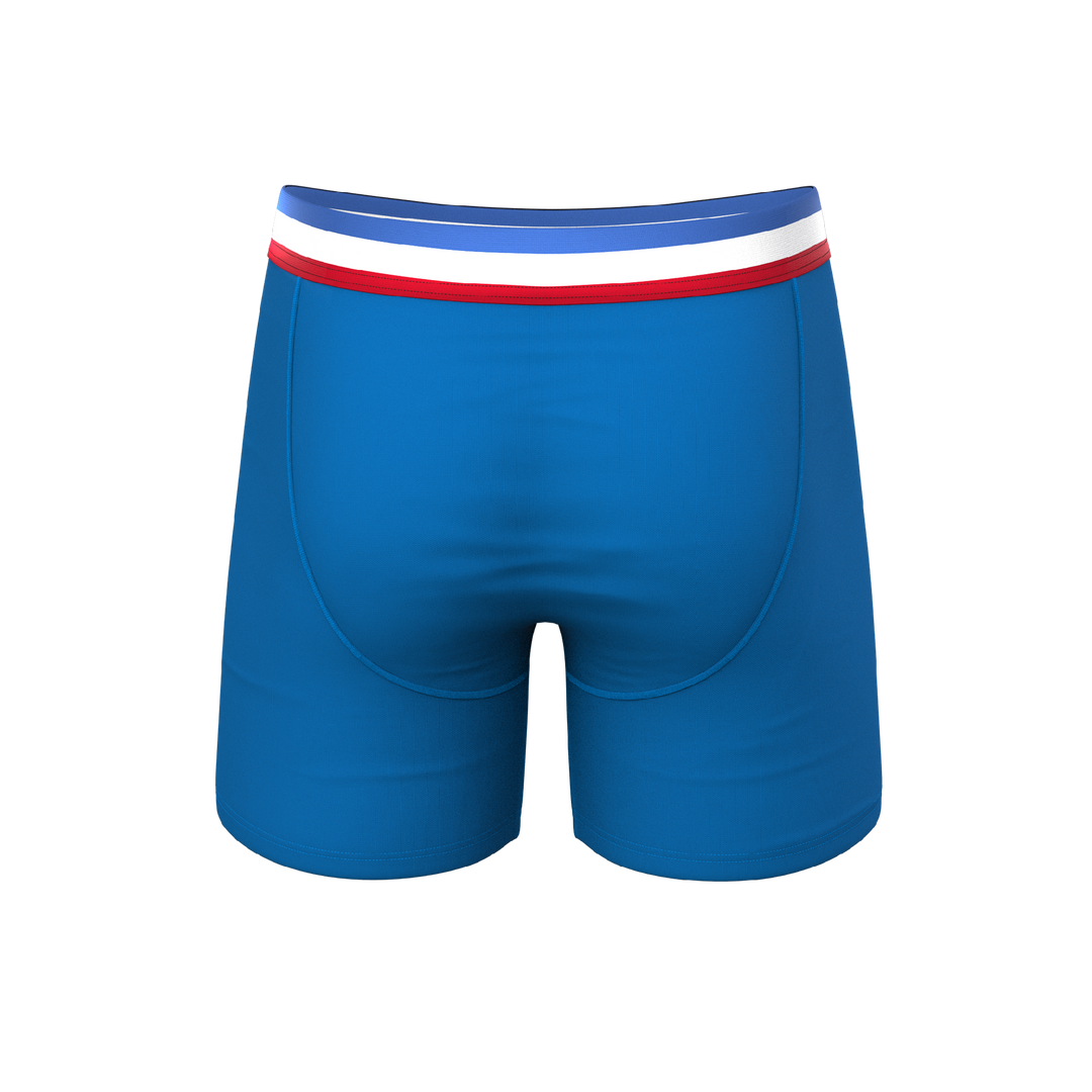 The Morning Glory | Blue with USA Waistband Ball Hammock® Pouch Underwear With Fly