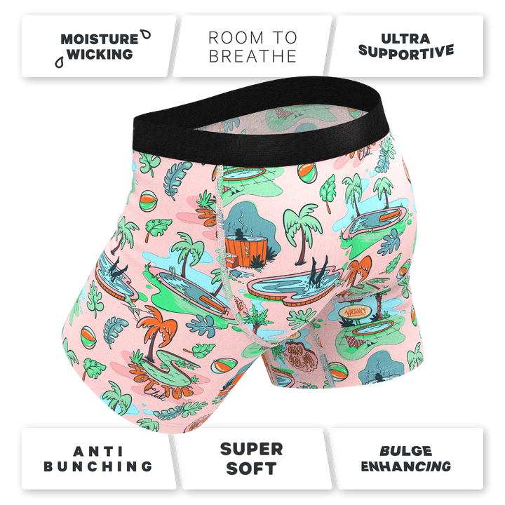 Shinesty The Motel Hotel Palm Springs Tropical Ball Hammock® Pouch Boxer Briefs with Fly