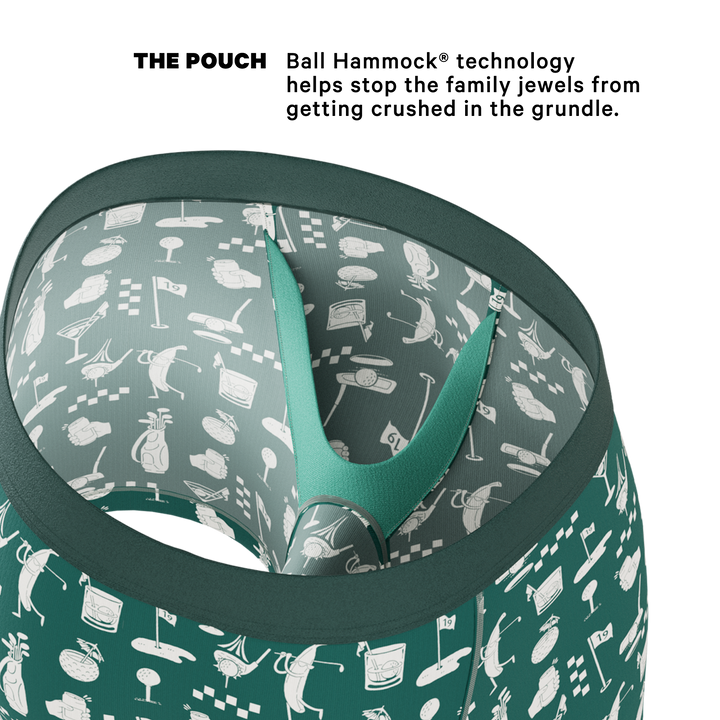 Shinesty "The Mulligan" Men's Ball Hammock® Pouch Underwear – Green Golf Print Boxer Briefs