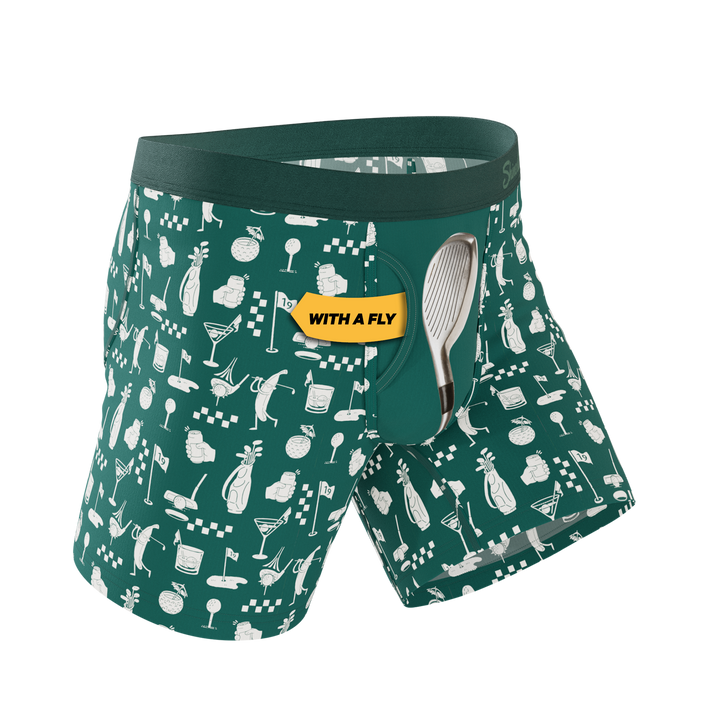 Shinesty Ball Hammock® Pouch Underwear with Fly - The Mulligan (Green Golf)