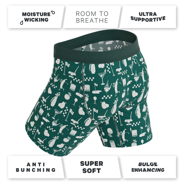 Shinesty "The Mulligan" Green Golf Long Leg Ball Hammock® Pouch Underwear with Fly