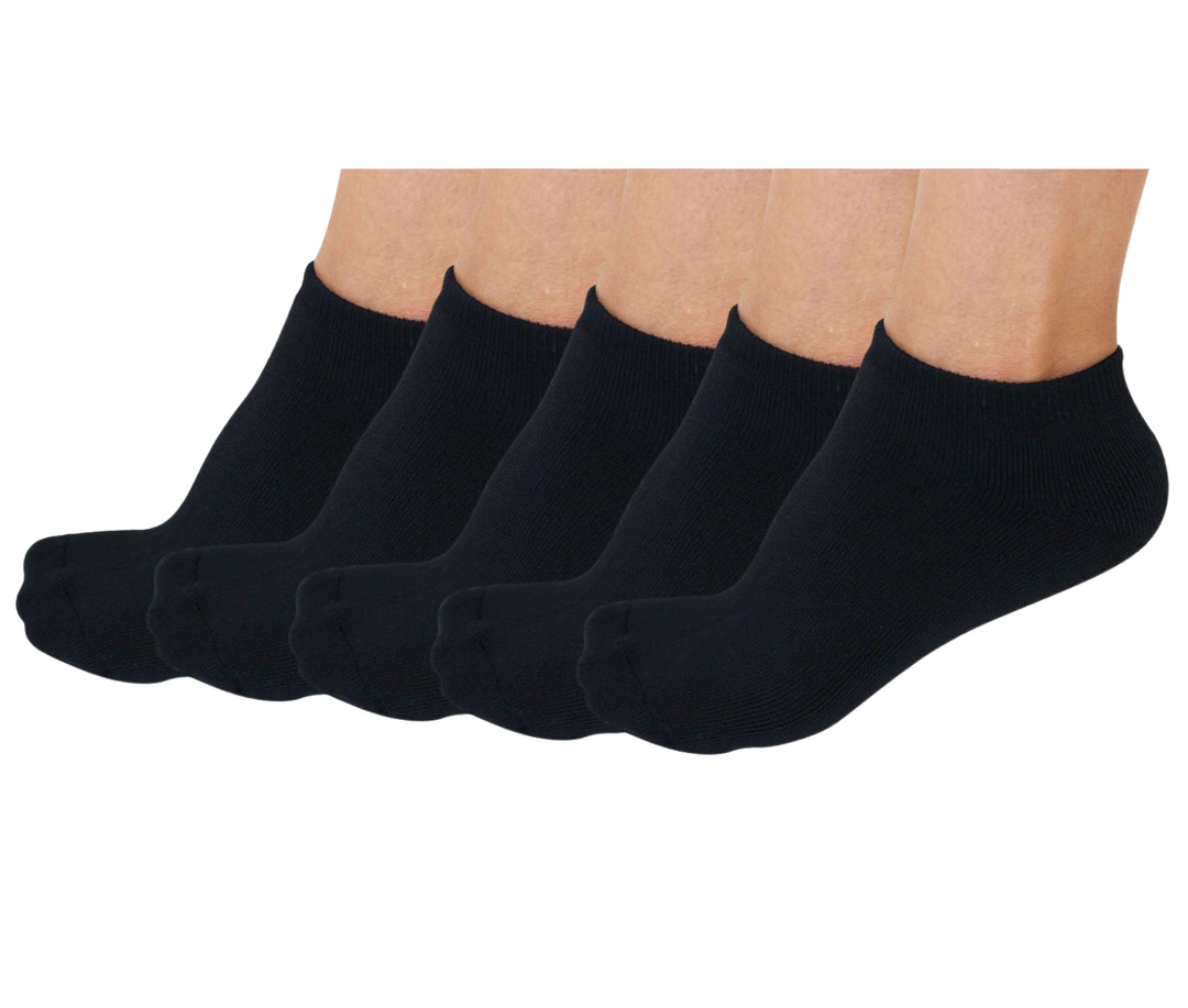 Spun Bamboo no show anklet black bamboo running socks 5-pack