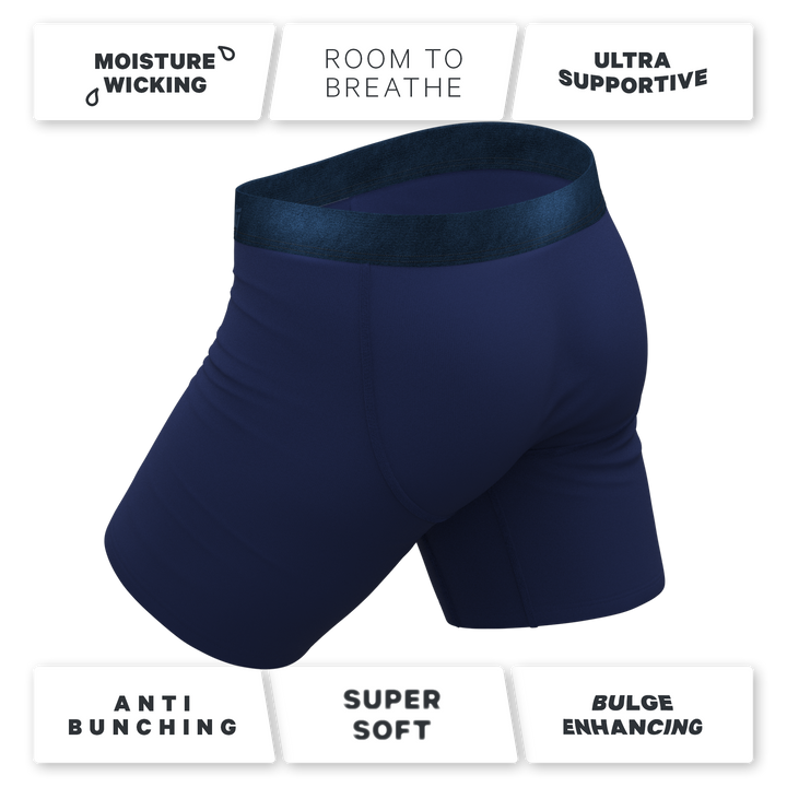 The Navy Jones Tonal Navy Long Leg Boxer Briefs with Ball Hammock® Pouch & Fly