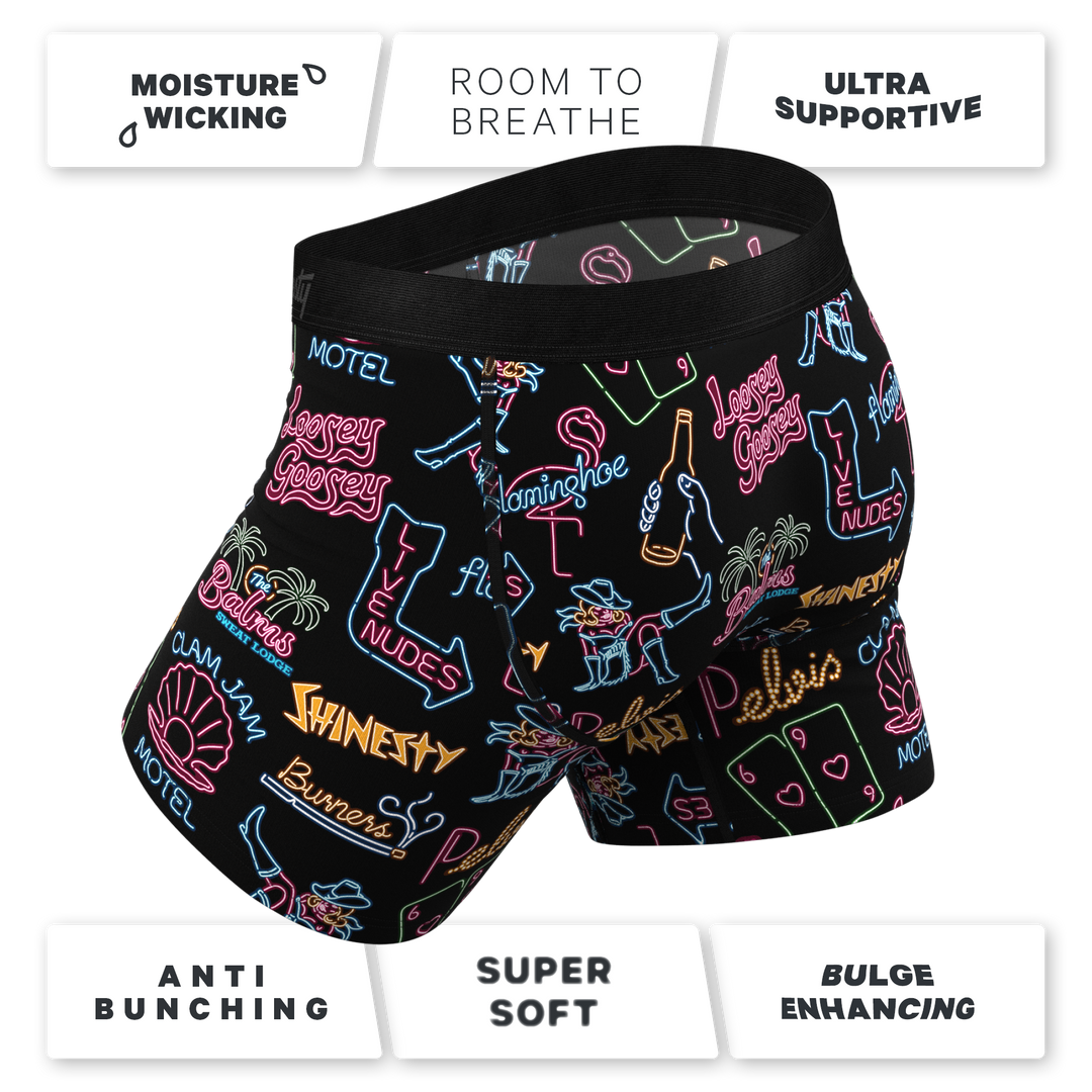 Shinesty "The Neon Dream" Vegas Signs Ball Hammock® Pouch Underwear with Fly