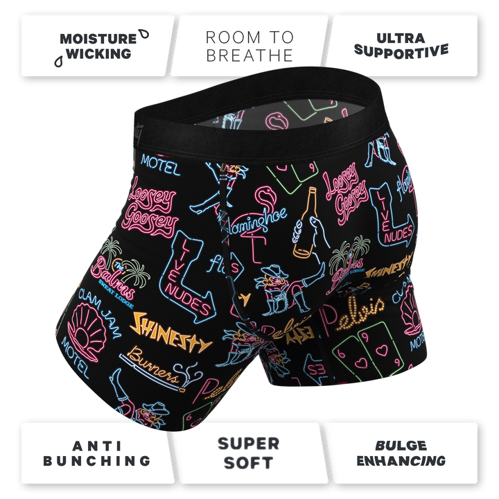 Shinesty "The Neon Dream" Vegas Signs Ball Hammock® Pouch Underwear with Fly
