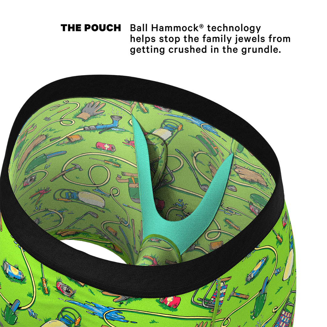 The Nice Piece Of Grass Ball Hammock® Pouch Underwear with Fly (Gardening Hose Print)