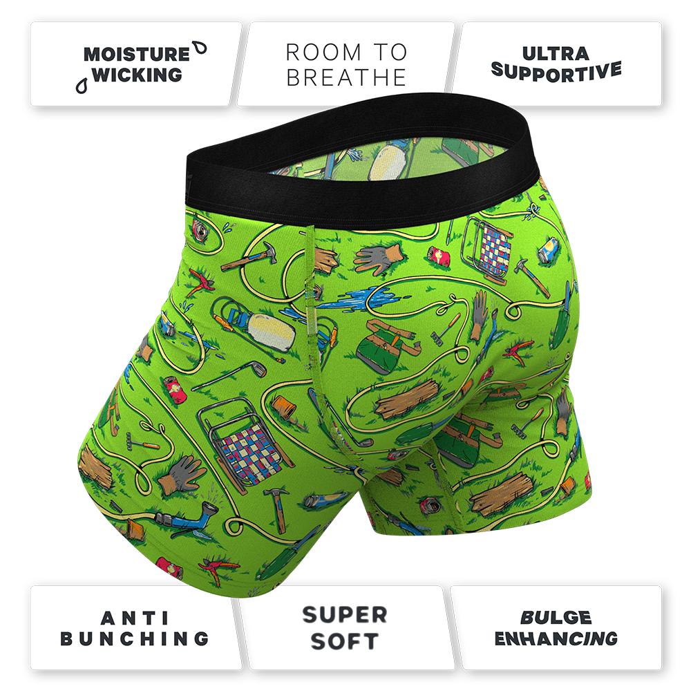 The Nice Piece Of Grass Ball Hammock® Pouch Underwear with Fly (Gardening Hose Print)