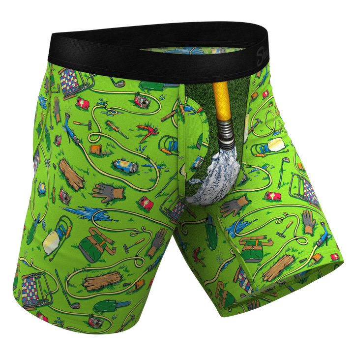Shinesty "The Nice Piece Of Grass" Gardening Hose Long Leg Ball Hammock® Pouch Underwear With Fly