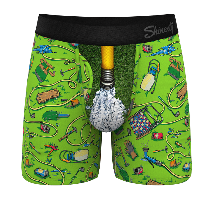 The Nice Piece Of Grass Ball Hammock® Pouch Underwear with Fly (Gardening Hose Print)