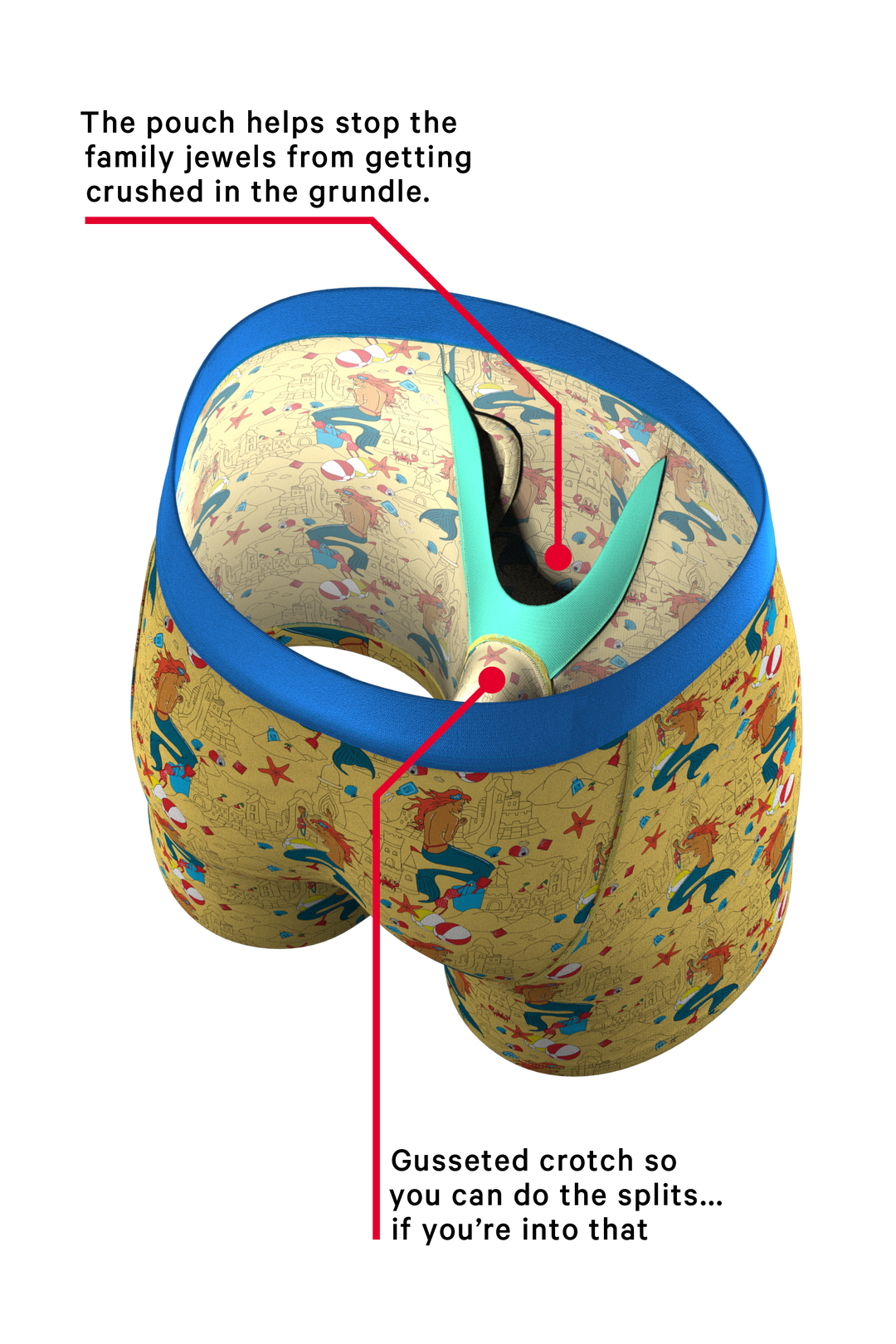 Shinesty The Nudie Beach Ball Hammock pouch underwear with fly – men's beach scene print boxer briefs
