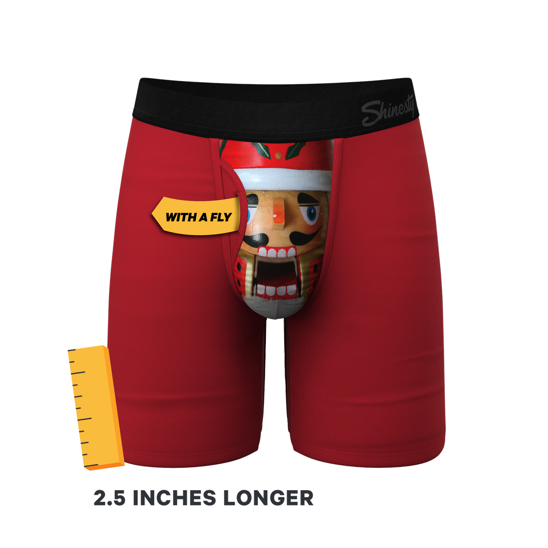 The Nutcrack-Him: Funny Nutcracker Christmas Long Leg Boxer Briefs w/ Ball Hammock® Pouch