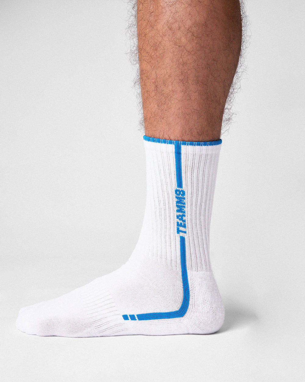 TEAMM8 Optic Crew Socks in Azure – bold striped men's crew socks