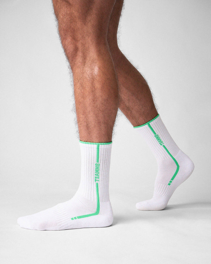 TEAMM8 Optic Crew Socks in Lime – bold striped men's crew socks