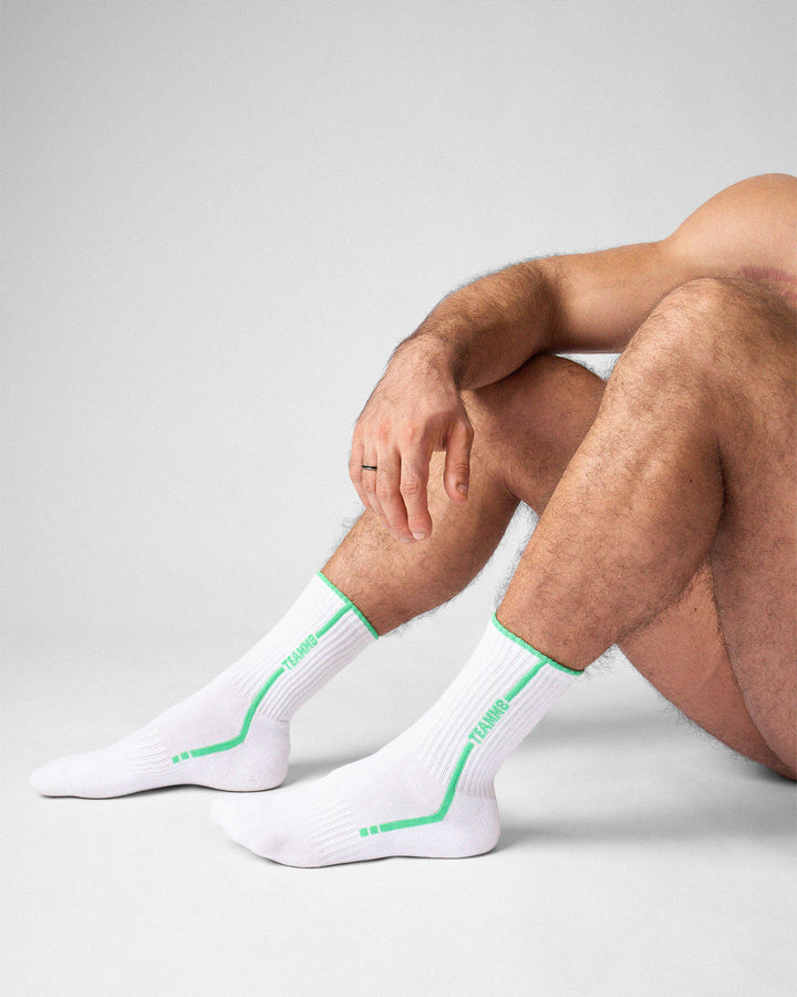 TEAMM8 Optic Crew Socks in Lime – bold striped men's crew socks