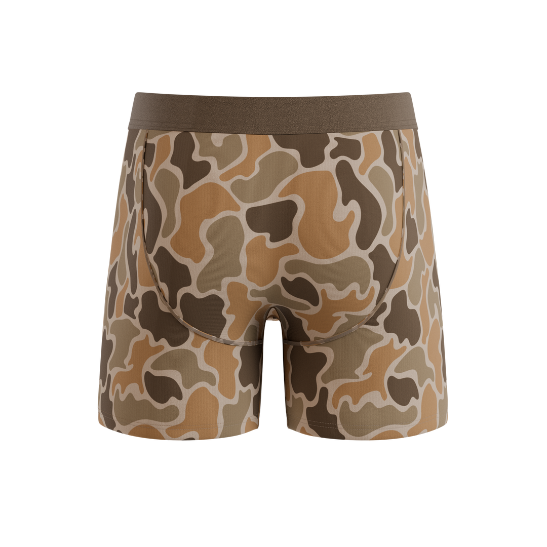 Shinesty The Out of Sight light duck camo Ball Hammock underwear with fly – men's duck camo fly boxer