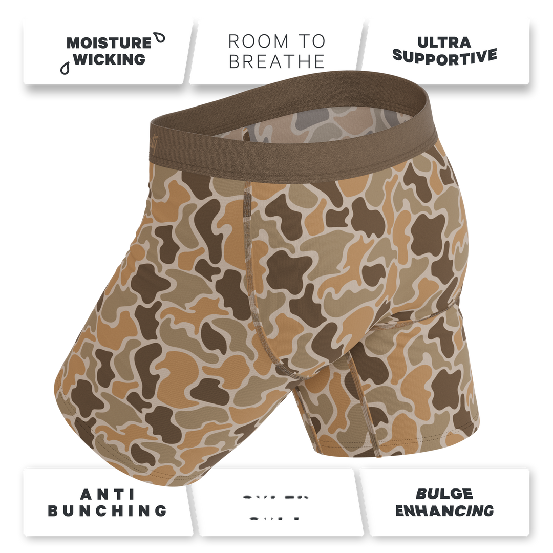 Shinesty The Out of Sight light duck camo Ball Hammock long leg underwear with fly – duck camo long leg boxer