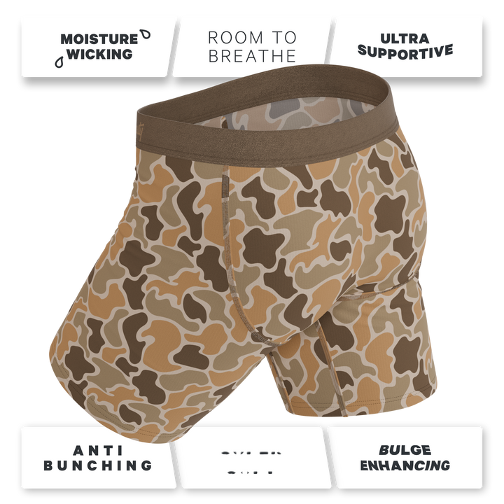 Shinesty The Out of Sight light duck camo Ball Hammock long leg underwear with fly – duck camo long leg boxer
