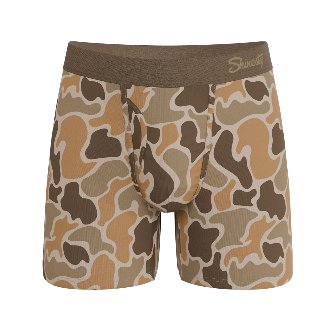 Shinesty The Out of Sight light duck camo Ball Hammock underwear with fly – men's duck camo fly boxer