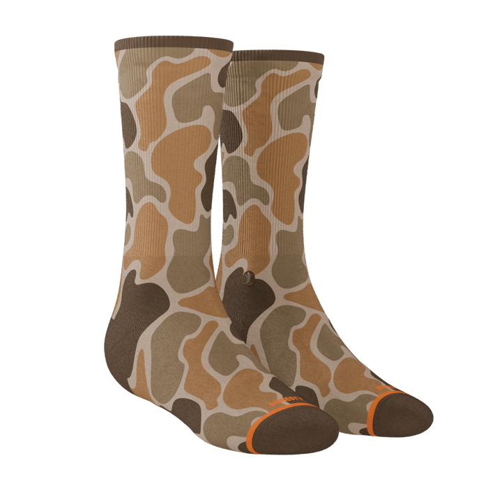 Shinesty The Out of Sight light duck camo Heel Hammock crew socks – men's duck camo crew socks