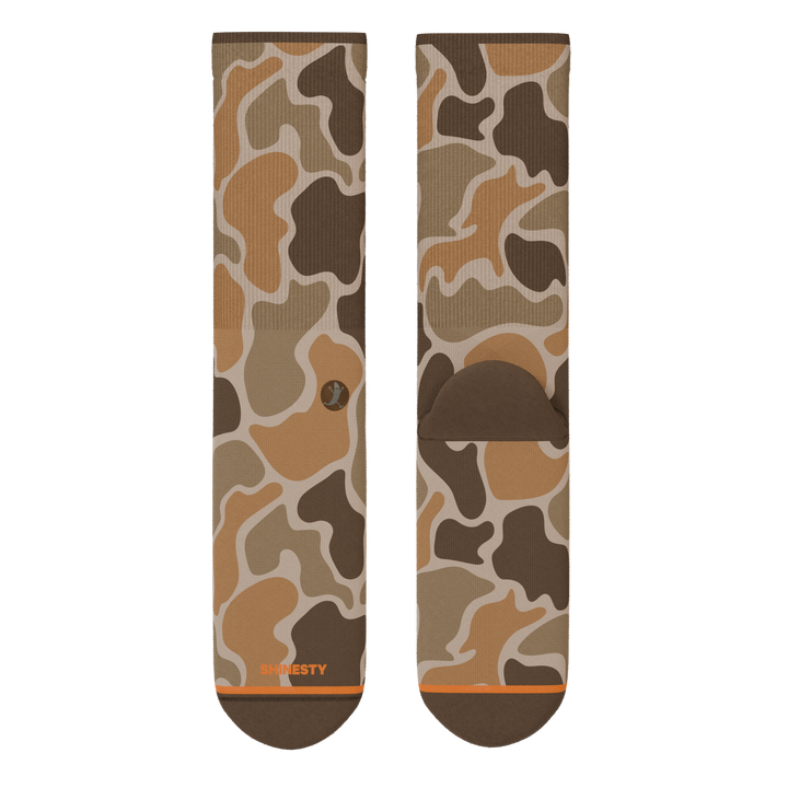 Shinesty The Out of Sight light duck camo Heel Hammock crew socks – men's duck camo crew socks