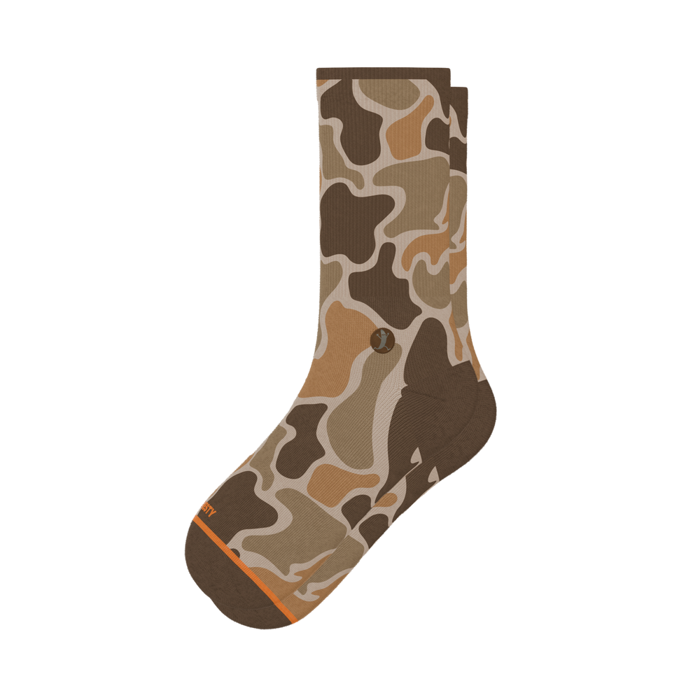 Shinesty The Out of Sight light duck camo Heel Hammock crew socks – men's duck camo crew socks