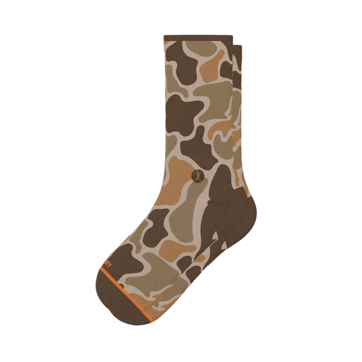 Shinesty The Out of Sight light duck camo Heel Hammock crew socks – men's duck camo crew socks