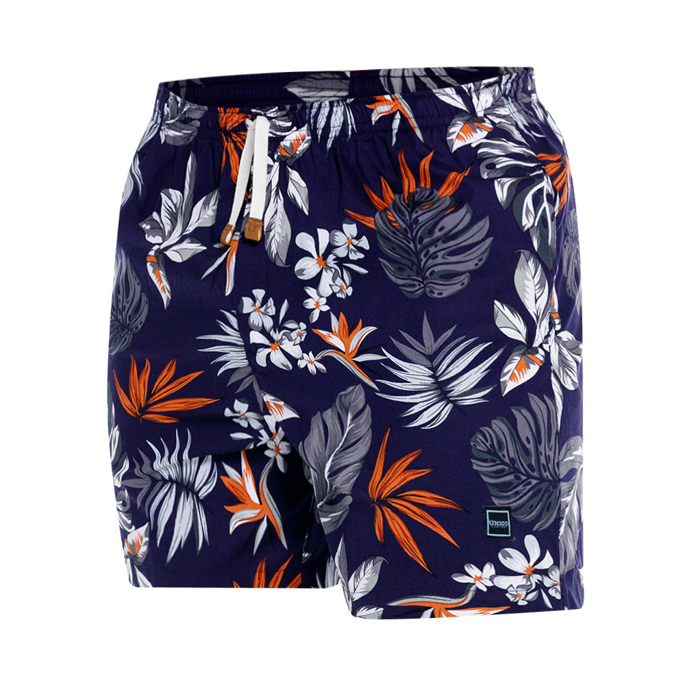 Mundo Unico Kendric short shorts in dark blue – floral 100% cotton leather applique shorts