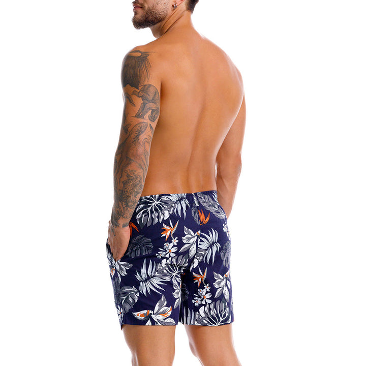 Mundo Unico Kendric short shorts in dark blue – floral 100% cotton leather applique shorts
