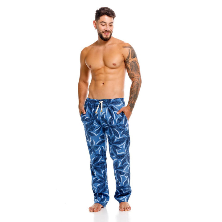 Mundo Unico men's blue floral cotton long boxer Céfiro lounge underwear – back view