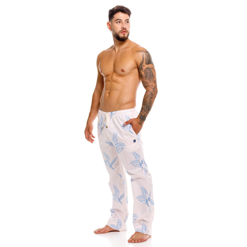Mundo Unico men's pink floral cotton long boxer Cretona lounge underwear – side view