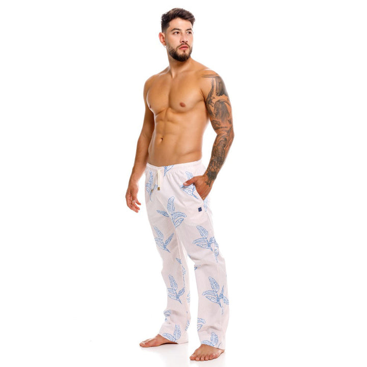 Mundo Unico men's pink floral cotton long boxer Cretona lounge underwear – side view
