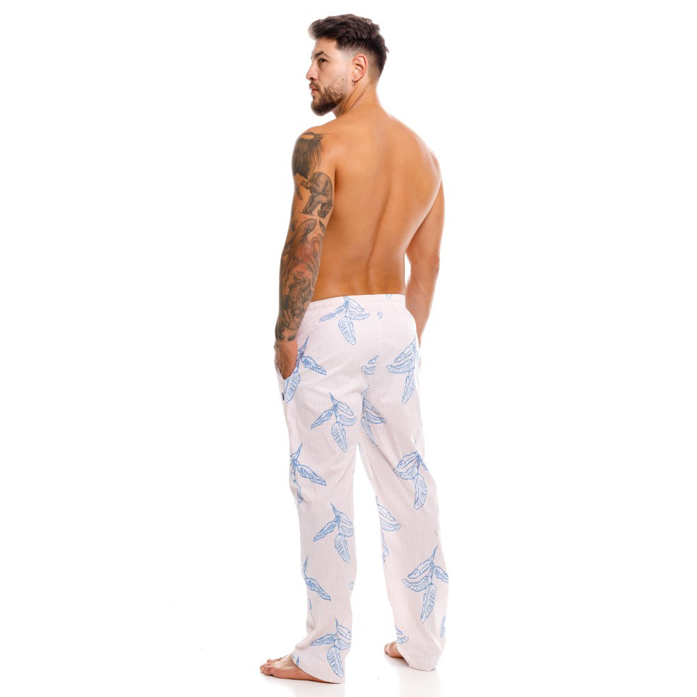 Mundo Unico men's pink floral cotton long boxer Cretona lounge underwear – detail view