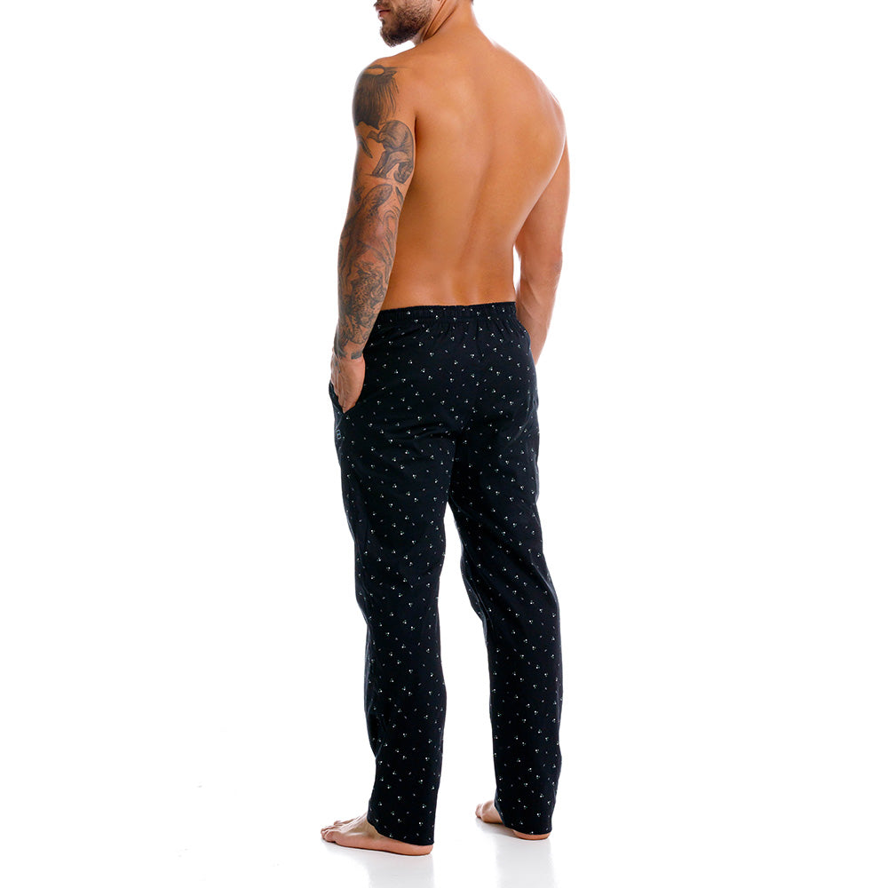 Mundo Unico Elizasimo long pants in black – white orange floral cotton lounge pants branded applique