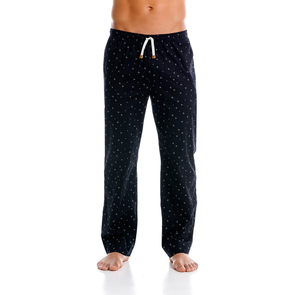 Mundo Unico Elizasimo long pants in black – white orange floral cotton lounge pants branded applique