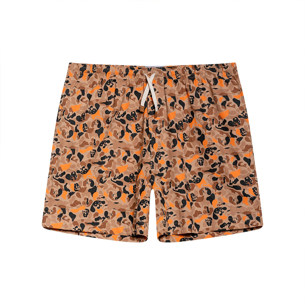 Mundo Unico Salchi mid-length casual shorts in brown – printed comfortable relaxed fit shorts