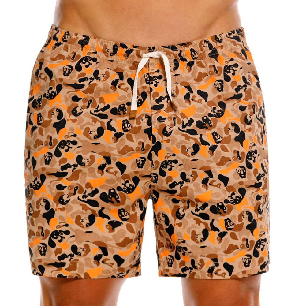 Mundo Unico Salchi mid-length casual shorts in brown – printed comfortable relaxed fit shorts