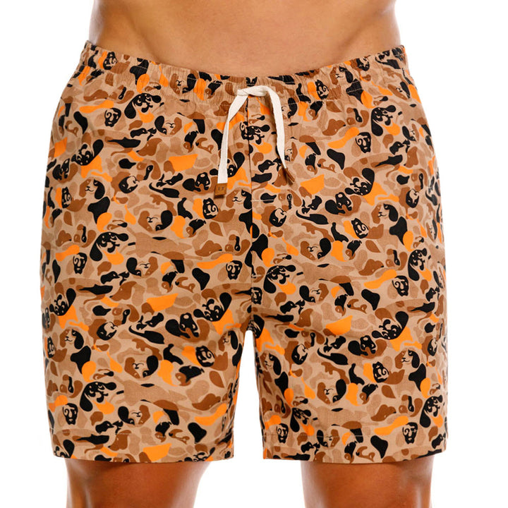 Mundo Unico Salchi mid-length casual shorts in brown – printed comfortable relaxed fit shorts