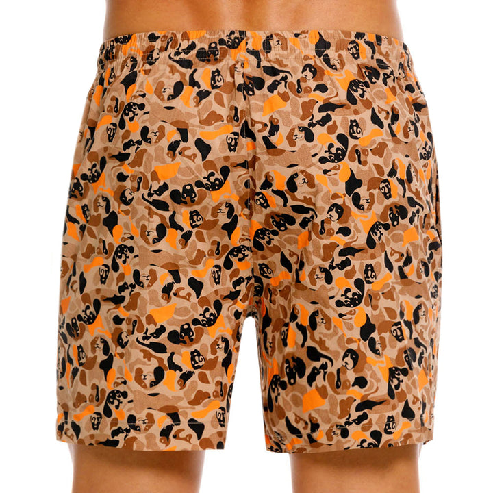 Mundo Unico Salchi mid-length casual shorts in brown – printed comfortable relaxed fit shorts