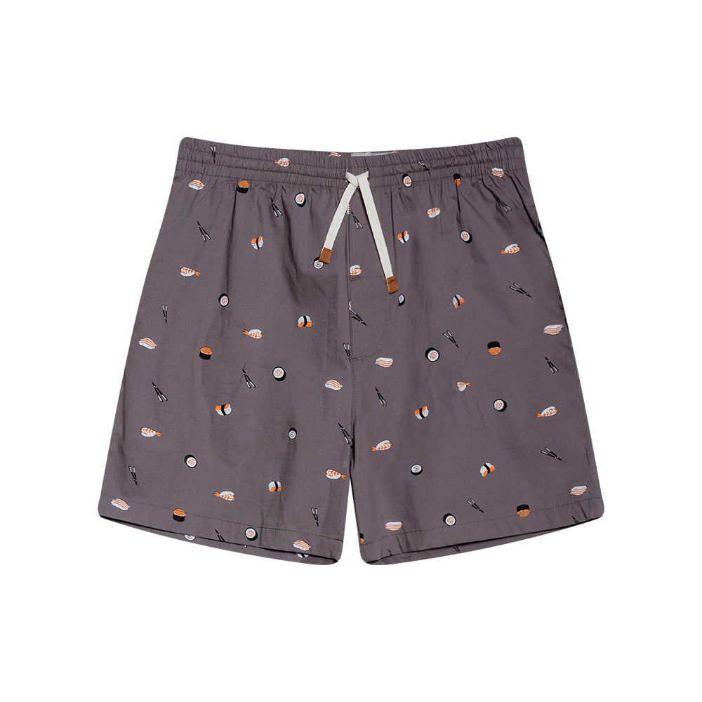Mundo Unico Temaki mid-length casual shorts in gray – printed comfortable relaxed fit shorts