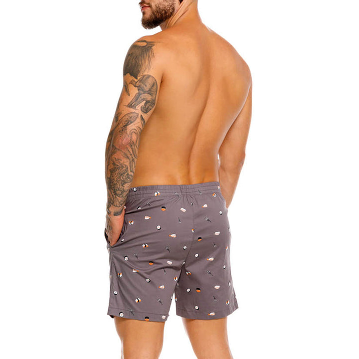 Mundo Unico Temaki mid-length casual shorts in gray – printed comfortable relaxed fit shorts