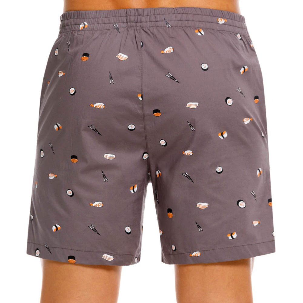 Mundo Unico Temaki mid-length casual shorts in gray – printed comfortable relaxed fit shorts