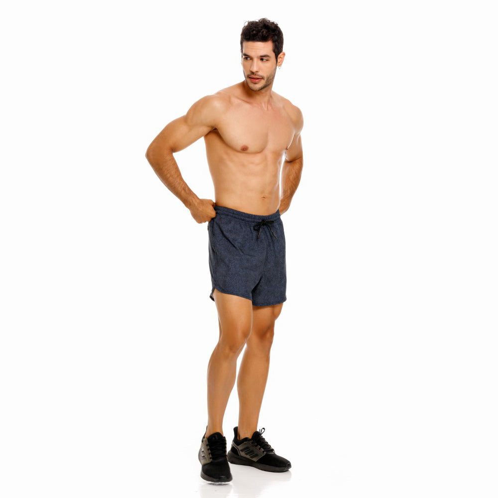 Mundo Unico Tecnica running shorts in blue – geometric Action Tech reflective logo performance shorts