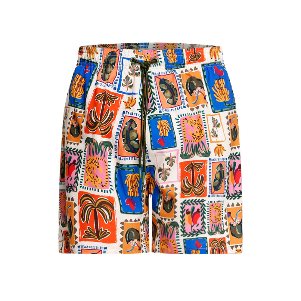 Mundo Unico Diversidad board shorts in beige – mid-length versatile swim shorts