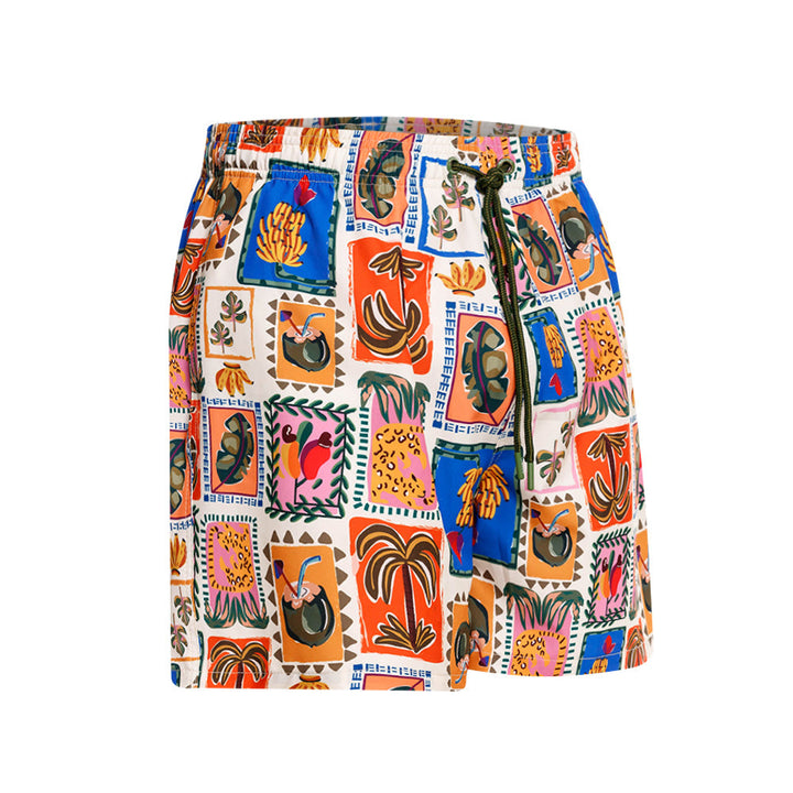 Mundo Unico Diversidad board shorts in beige – mid-length versatile swim shorts