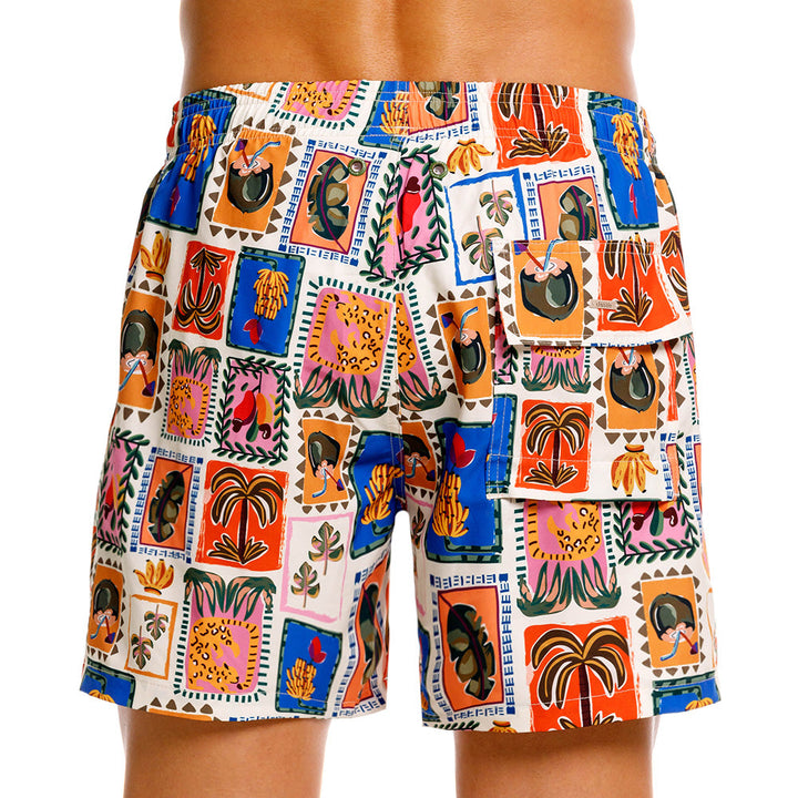 Mundo Unico Diversidad board shorts in beige – mid-length versatile swim shorts