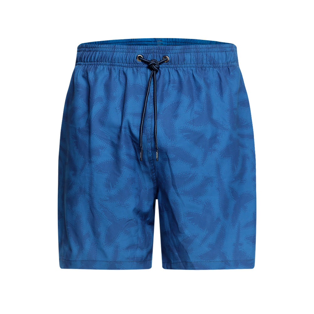 Mundo Unico Guacamaya board shorts in blue – tropical macaw parrot print swim shorts